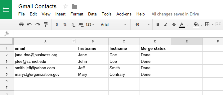 Google Sheets email merge