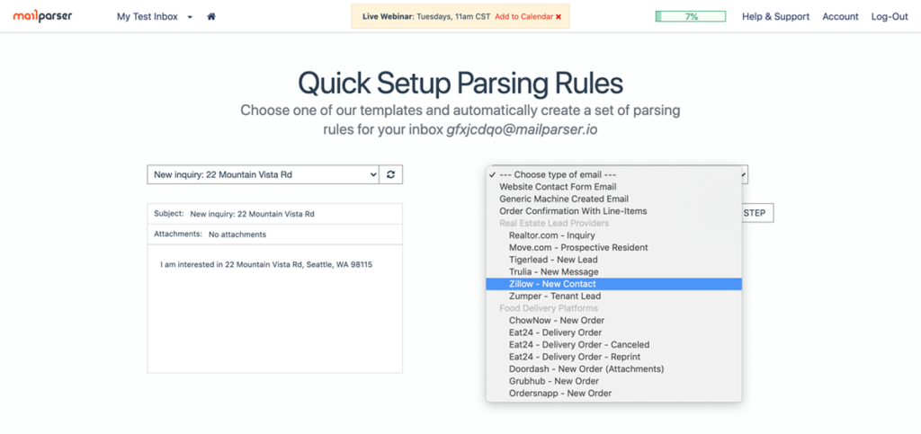 Extract Zillow Leads from Emails to Excel and Google Sheets with Mailparser