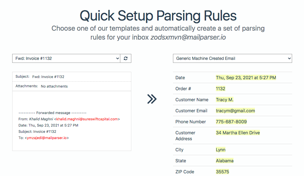 Extract Invoice and Purchase Order Data from Emails with Mailparser Automatic Setup