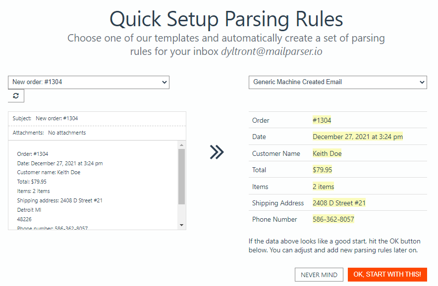 Shopify Leads to Salesforce with Mailparser Quick Setup Parsing Rules