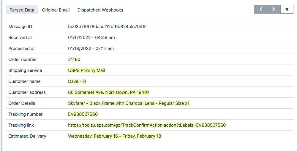 Automate Shipping Confirmation Emails Mailparser Parsing Results