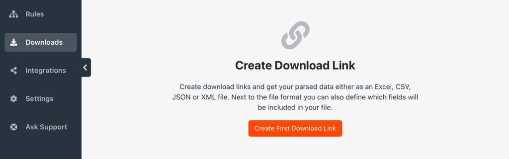 Mailparser Create First Download Link