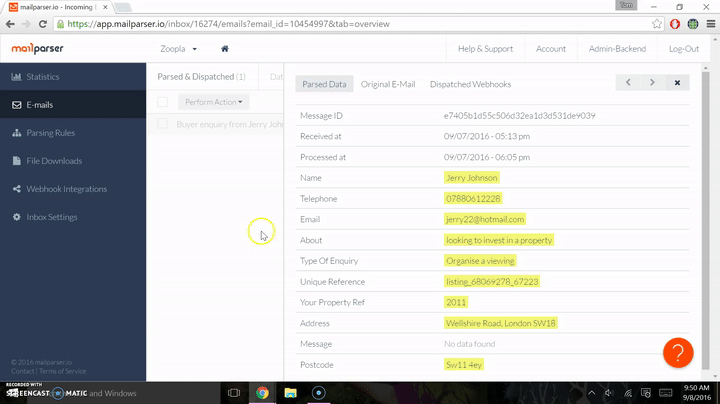 AWL lead management with Mailparser