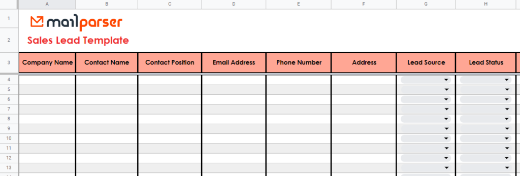 Sales Lead Template by Mailparser