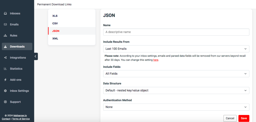 JSON File Download