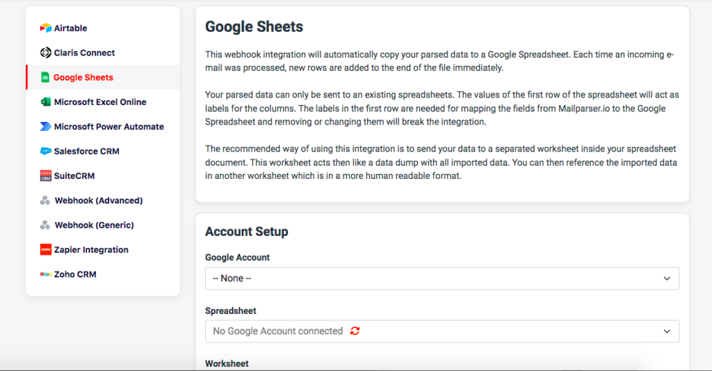 Add Google Sheets Integration