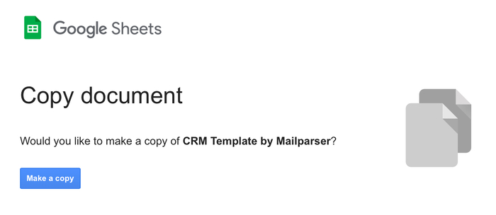 Google Sheets CRM Template by Mailparser - Link