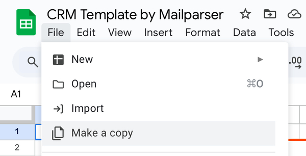 Google Sheets CRM Template by Mailparser - Make a Copy