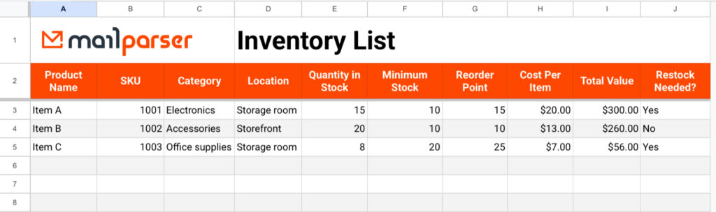 Inventory Template