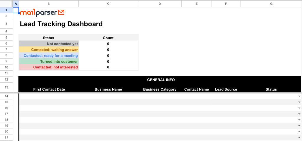 Lead Tracking Template