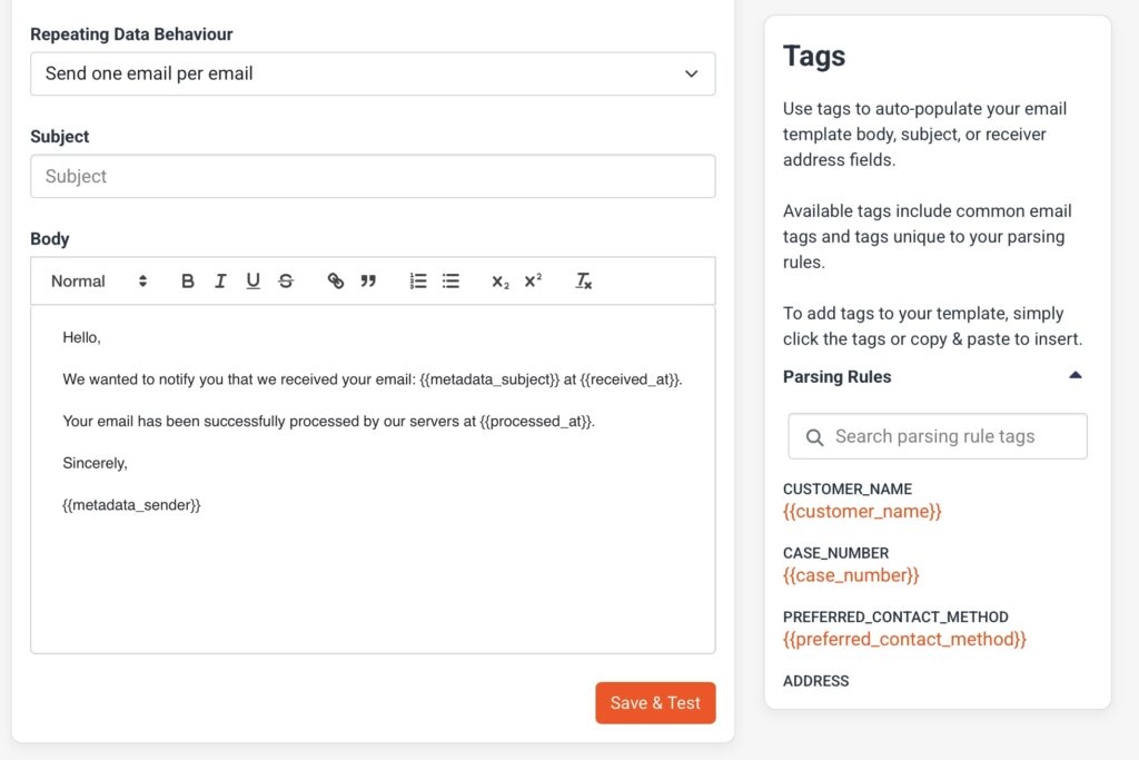 Outbound Email Body Template