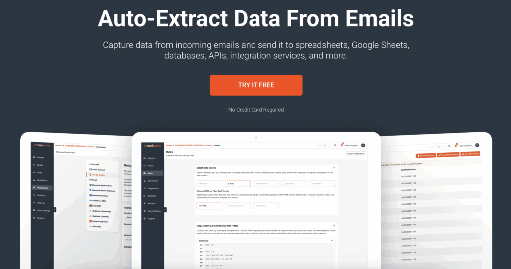 Mailparser Homepage - Hero Section