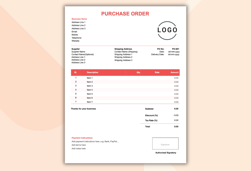 Purchase Order Example