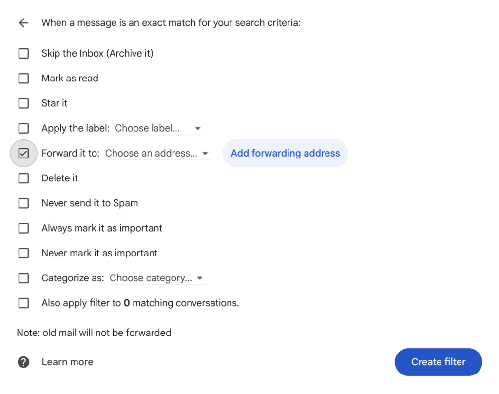 Forward Matching Emails