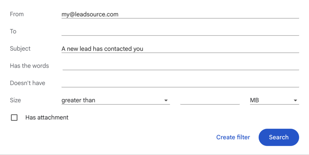 Gmail Filter Search Filters