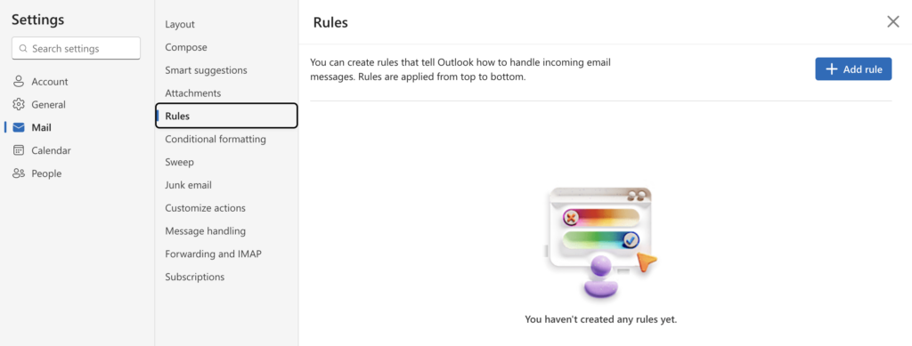 Create a New Rule in Outlook