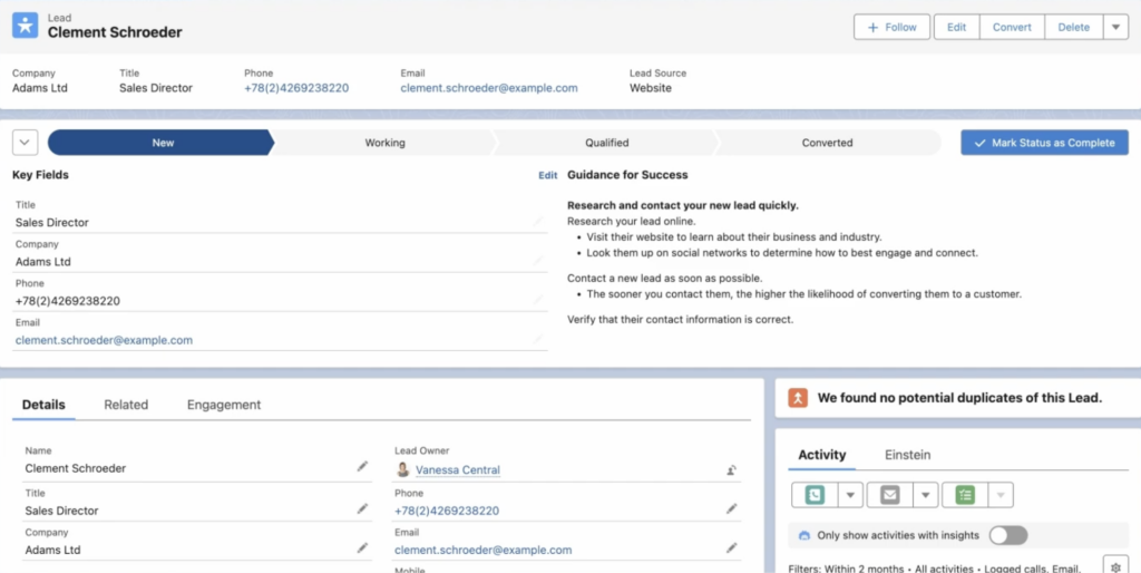 Marketing Cloud Account Engagement Prospect Screenshot